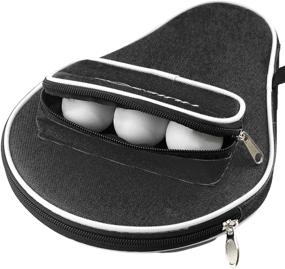 Pong Paddle Carry Bag with Ball Storage Pocket Table Tennis Racket Case Cover Waterproof Inner Blue
