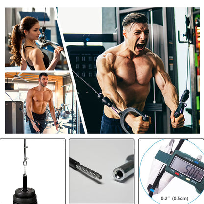 196 Inch Thick 5Mm Adjustable Home Gym Pulley System Replaces Fitness Cables, Gym Pulley System Accessories