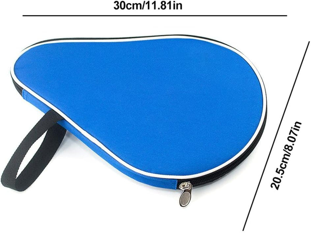 Pong Paddle Carry Bag with Ball Storage Pocket Table Tennis Racket Case Cover Waterproof Inner Blue