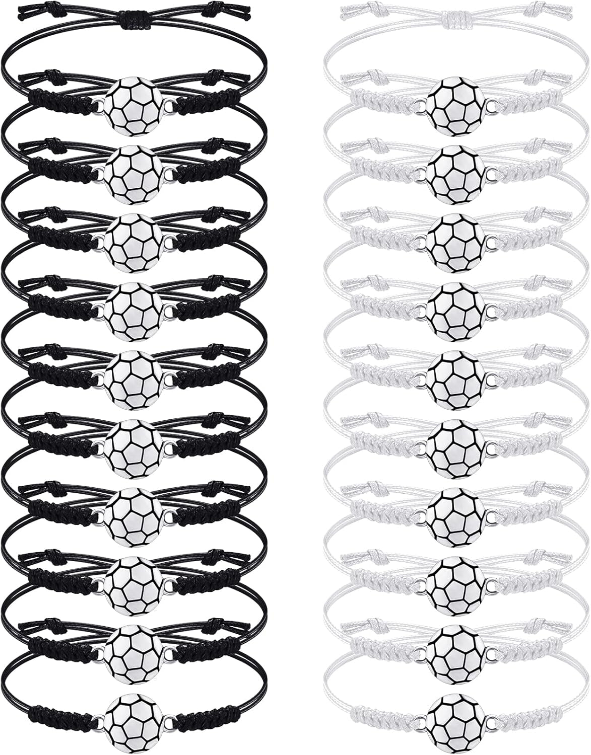 20 Pieces Soccer Charm Bracelets Bulk Soccer Team Gifts Sport Coach Gifts Adjustable Braided Rope Pendant for Women Men Coach Players Souvenir