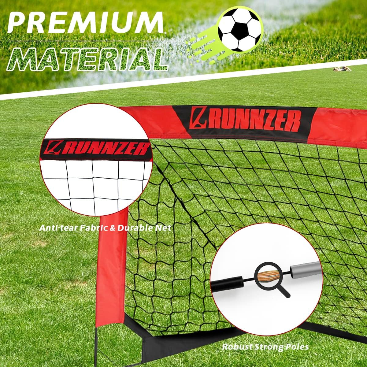 Kids Soccer Goal, Pop up Soccer Goal Net for Backyard, Set of 2 with Portable Carrying Case