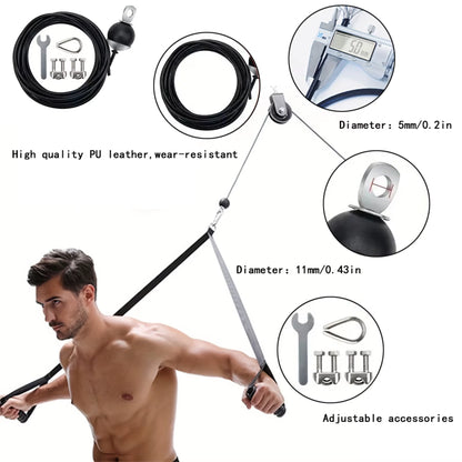 196 Inch Thick 5Mm Adjustable Home Gym Pulley System Replaces Fitness Cables, Gym Pulley System Accessories
