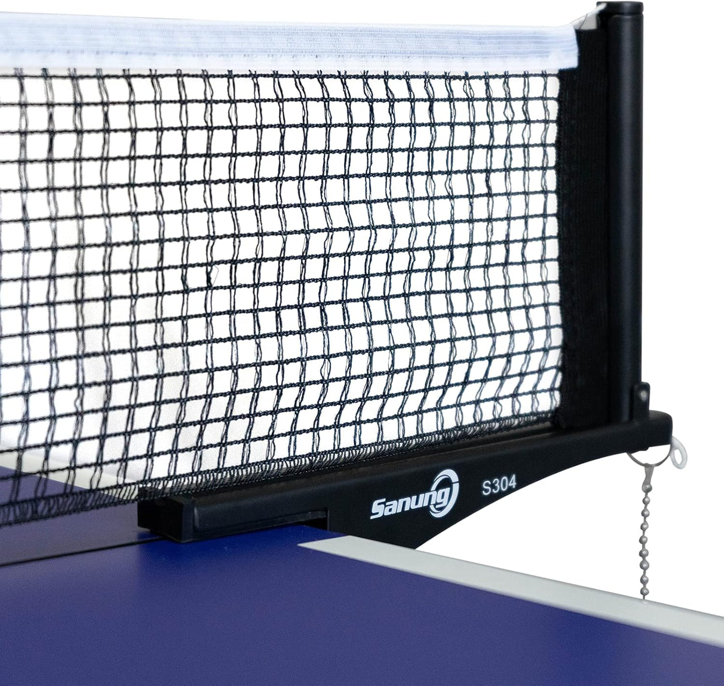 S304 Portable Table Tennis Net and Post Set Folding Spring Clamp-On with 2 Posts Kit Adjustable Ping Pong Training Mesh Net for Standard 60In Wide Tables Easy Setup