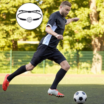 20 Pieces Soccer Charm Bracelets Bulk Soccer Team Gifts Sport Coach Gifts Adjustable Braided Rope Pendant for Women Men Coach Players Souvenir