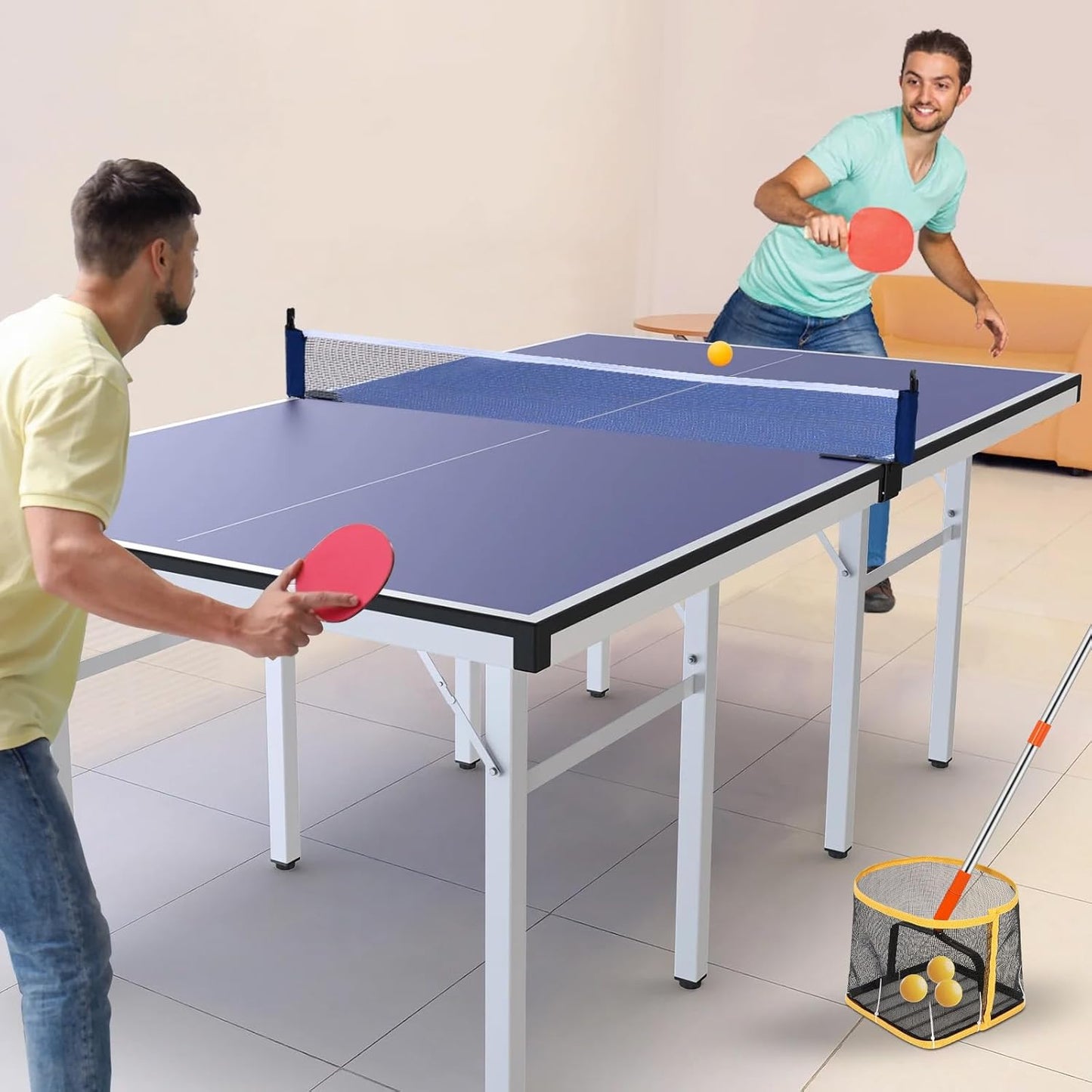 Table Tennis Picker Table Tennis Picker Sports Collector Practical Tennis Picker Gym Picker Long Handle Picker Table Tennis Container Steel