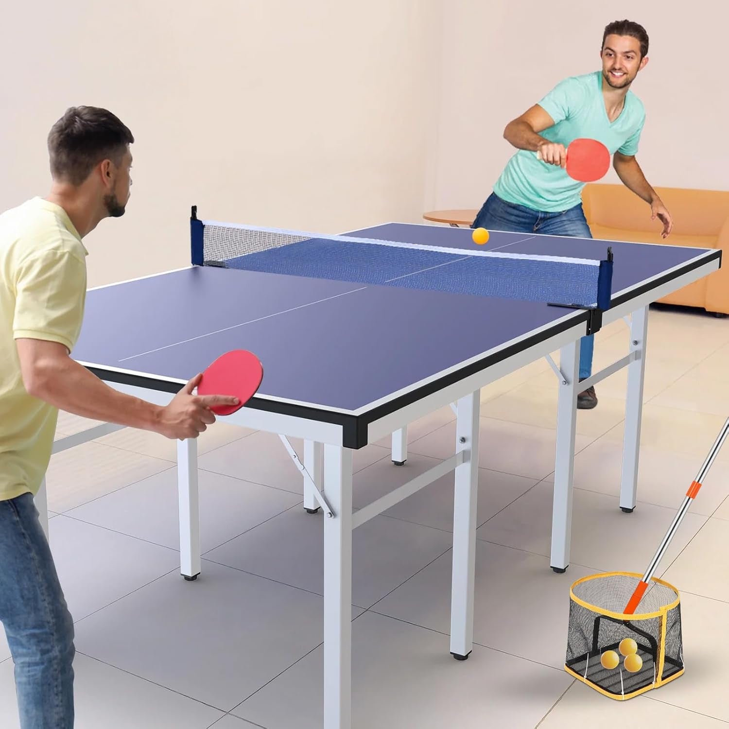 Table Tennis Picker Table Tennis Picker Sports Collector Practical Tennis Picker Gym Picker Long Handle Picker Table Tennis Container Steel