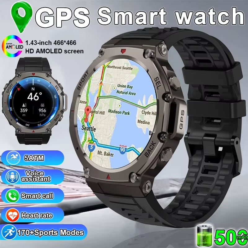 2025 New for Xiaomi IOS Outdoor Smart Watch GPS Bluetooth Call 10ATM Waterproof Navigation Tracker Men Sports Fitness Smartwatch