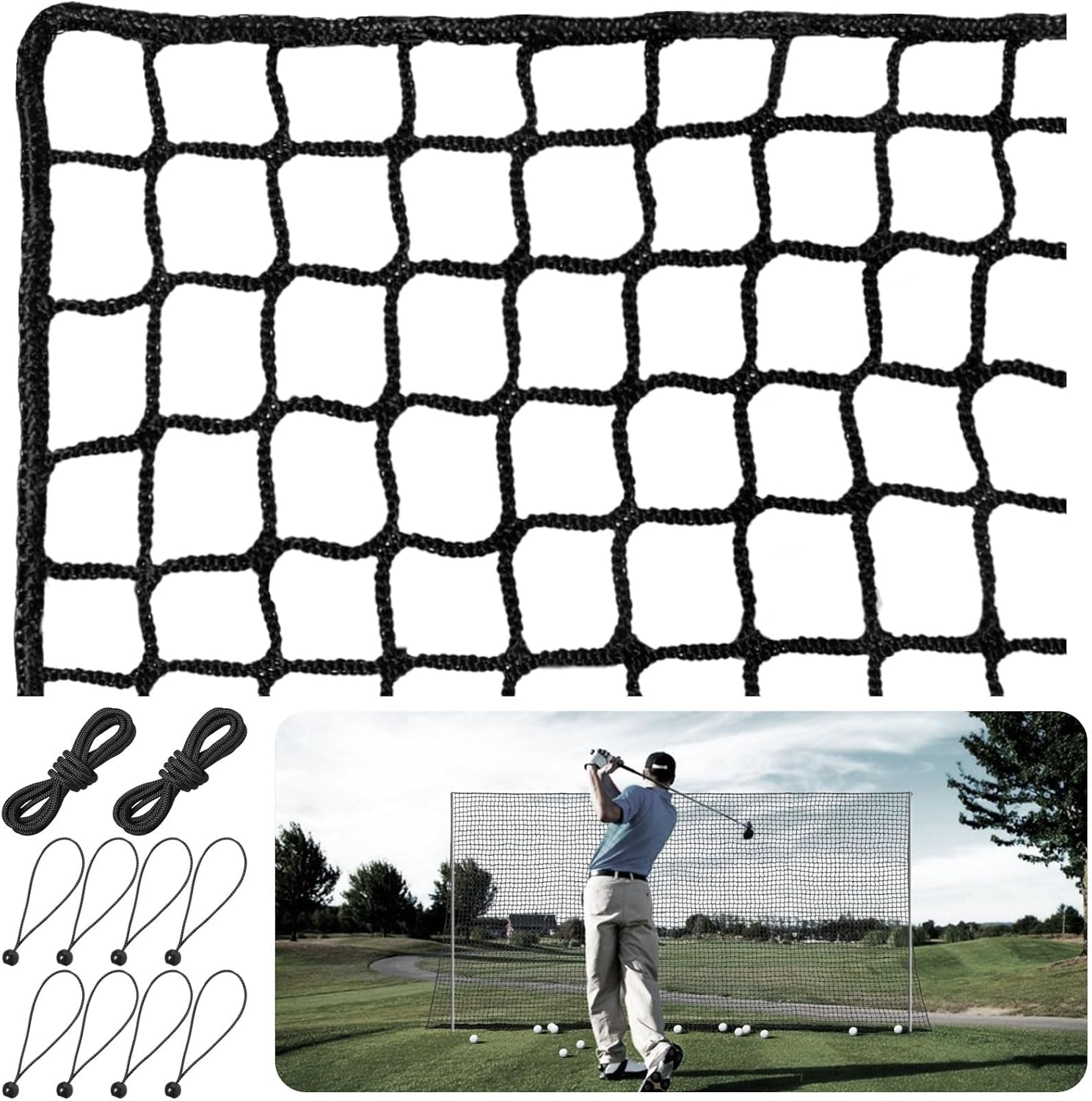 Heavy Duty Nylon Golf Practice Net 10-30Ft, Durable Golf Hitting Net,Golf Net Outdoor Indoor with Installtion Kit,Golf Nets for Backyard Driving，Golf,Baseball, Hockey, Soccer