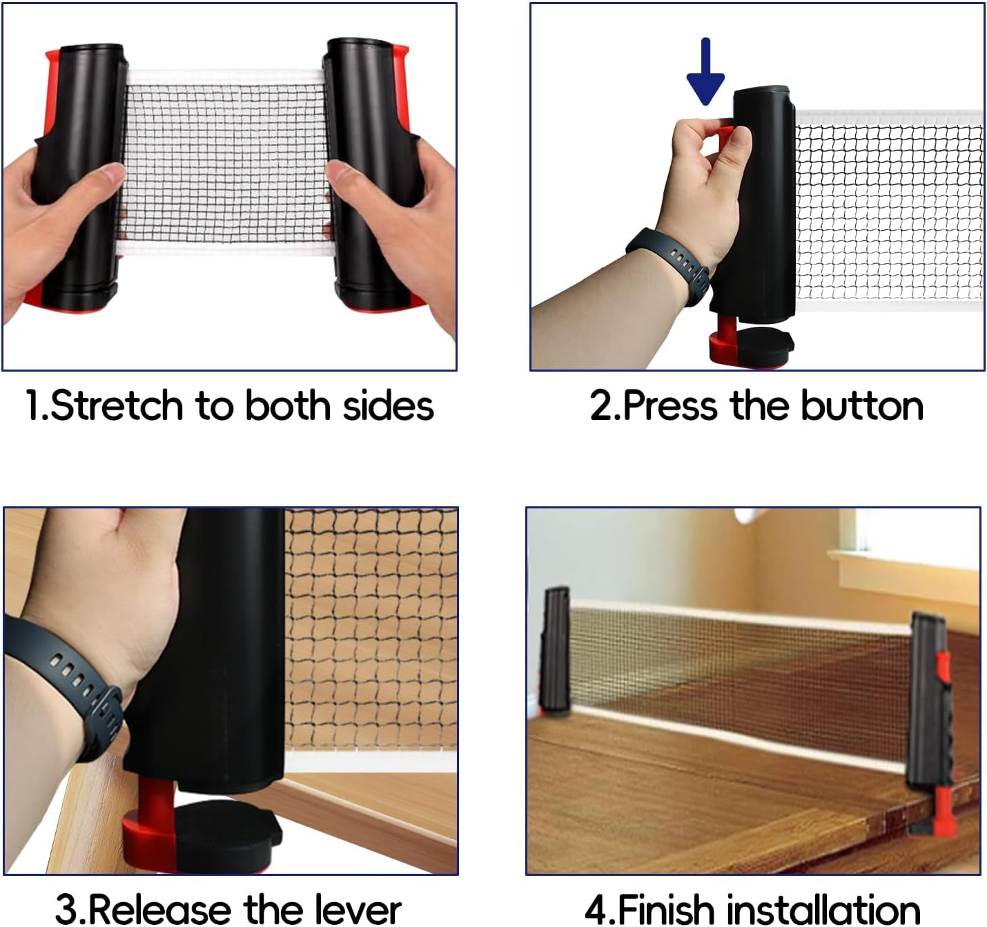 Ping Pong Paddles Set, Portable Table Tennis Paddles Set with Retractable Tennis Net, 2 Rackets, 6 Balls and Carry Bag for Indoor/Outdoor Games