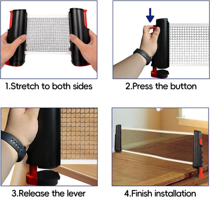 Ping Pong Paddles Set, Portable Table Tennis Paddles Set with Retractable Tennis Net, 2 Rackets, 6 Balls and Carry Bag for Indoor/Outdoor Games