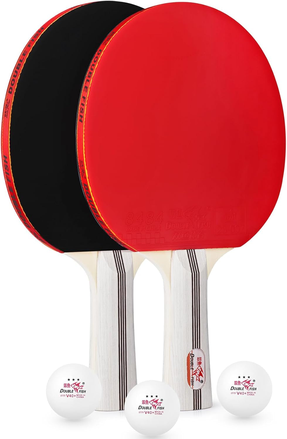 Ping Pong Paddles Set of 2 with 3Pcs 3-Star Balls & Storage Case - 2 Players High Performance Table Tennis Paddles Kit for Indoor & Outdoor Games