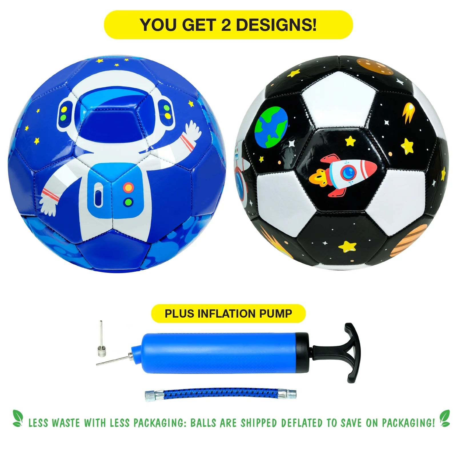Soccer Ball Size 3, Soft Thick Durable TPU Cover, Kids' Soccer Ball, Soccer Sports Ball with Pump, Black/White, Size 3, Pack of 2