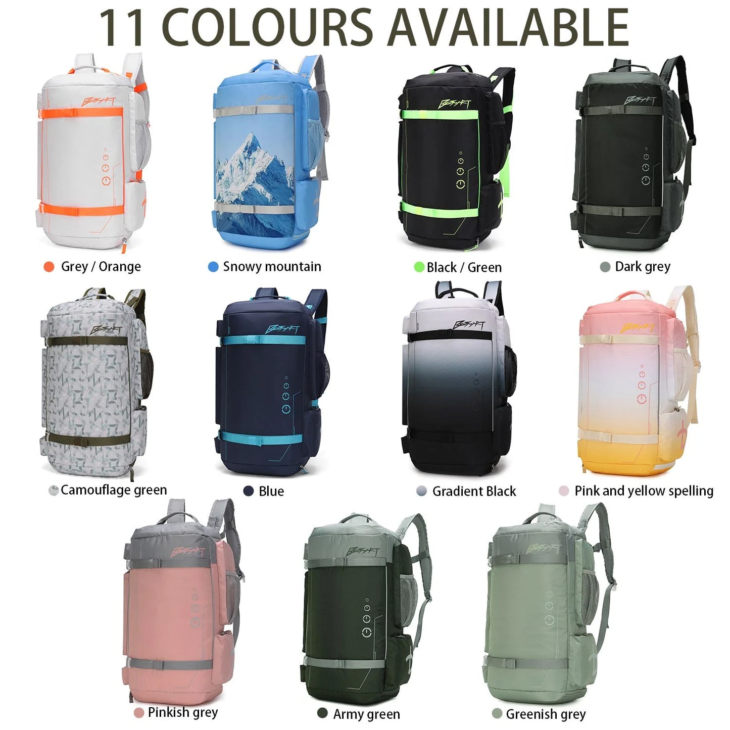 BE SMART 50L Extra Large Gym Backpack for Men, Big Gym Bag with Shoes Compartment, Waterproof Heavy Duty Duffel Bags, Men'S Workout Backpacks for Outdoor Sport,Hiking,Camping (XL)