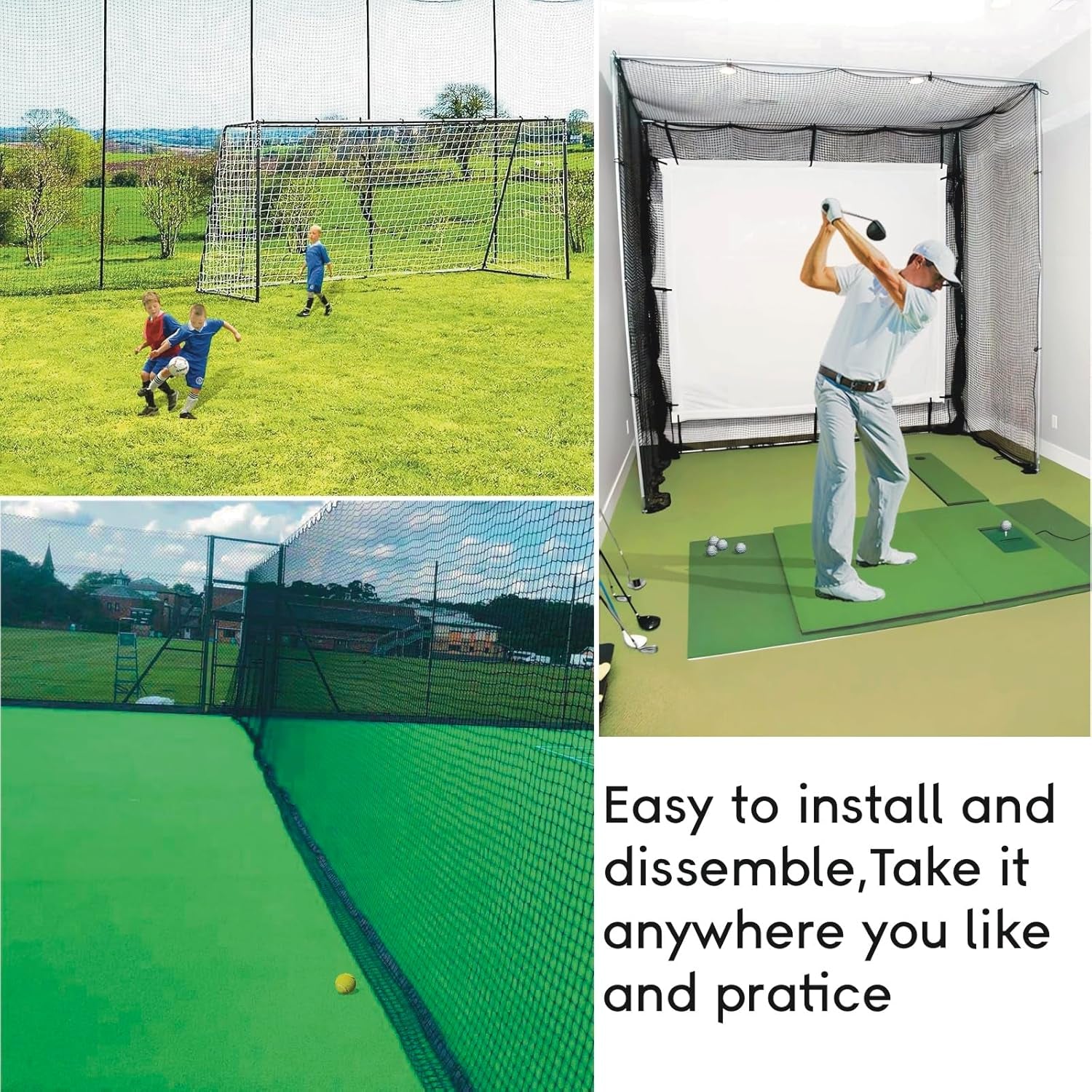 Heavy Duty Nylon Golf Practice Net 10-30Ft, Durable Golf Hitting Net,Golf Net Outdoor Indoor with Installtion Kit,Golf Nets for Backyard Driving，Golf,Baseball, Hockey, Soccer