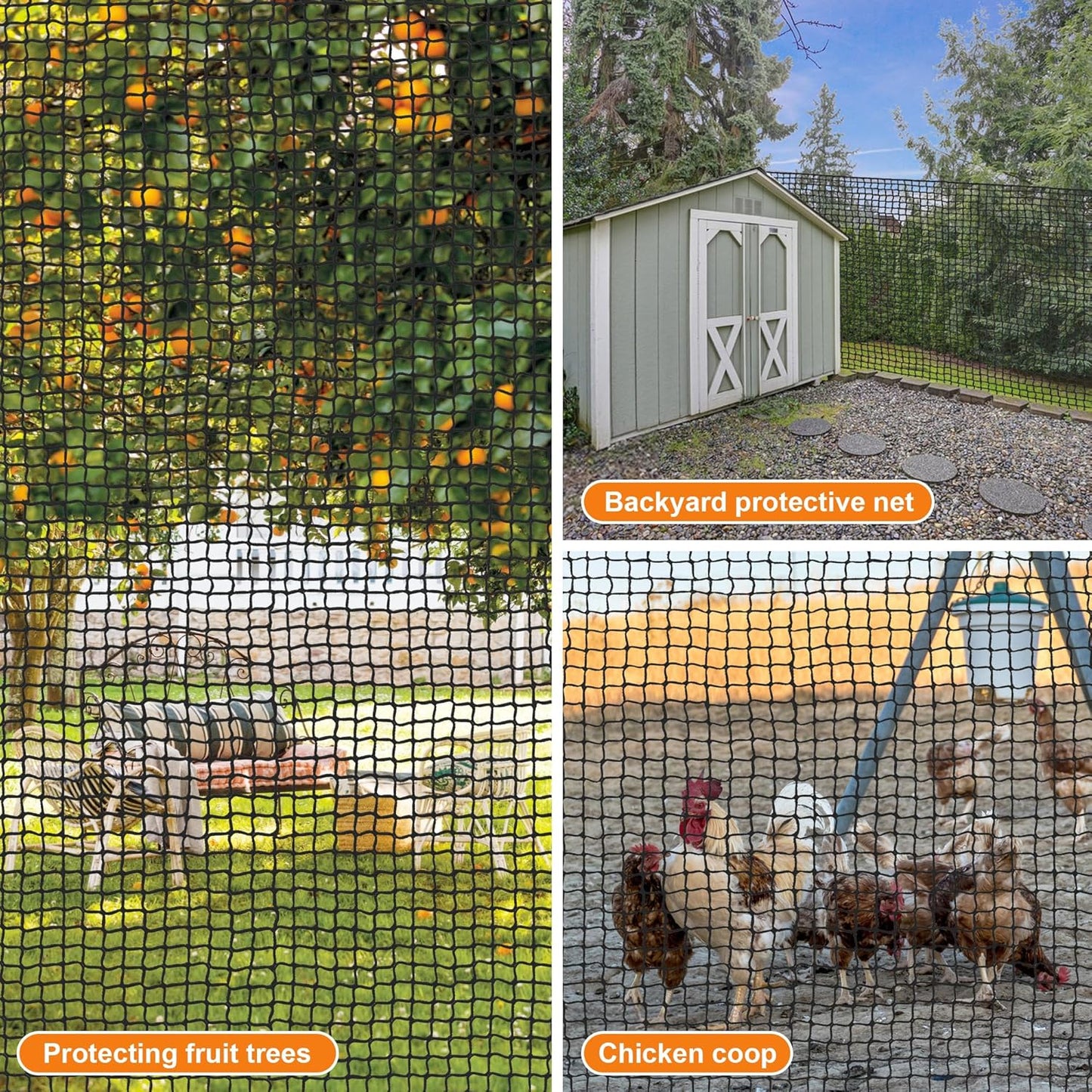 Golf Net,Golf Practice Net with Rope and Carabiners,Durable Nylon Golf Hitting Net,Weatherproof Golf Netting,Practice Barrier Nets for Golf, Baseball, Hockey, Soccer(10Ft,15Ft,20Ft,25Ft,30Ft)