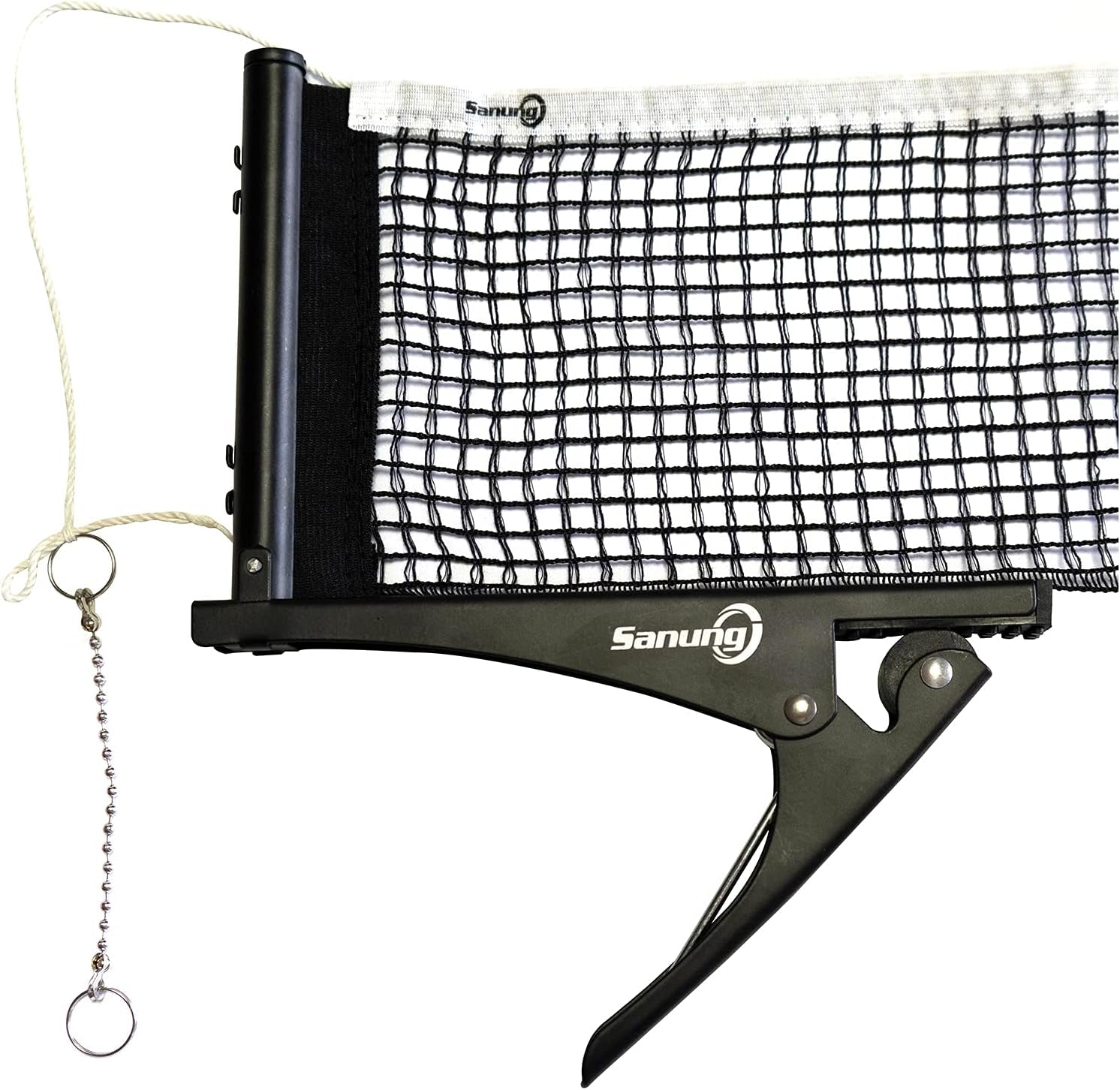S304 Portable Table Tennis Net and Post Set Folding Spring Clamp-On with 2 Posts Kit Adjustable Ping Pong Training Mesh Net for Standard 60In Wide Tables Easy Setup