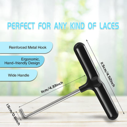 Shoe Lace Tightener Tool, Stainless Steel Skate Key Trampoline Spring Pull Tool Kit Outdoor Heights Lace Tool for Ice-Skates, T-Hook, Trampoline Springs Tool,Trampoline Accessories