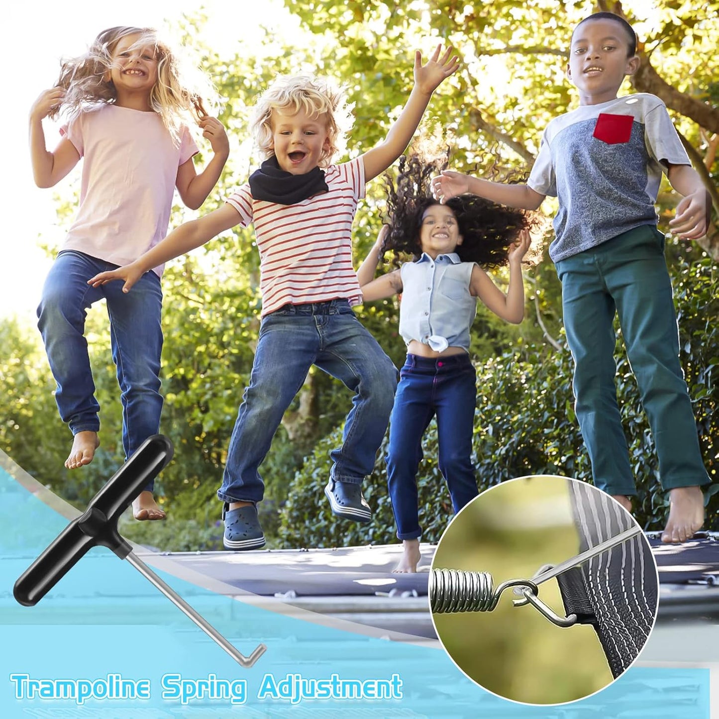 Shoe Lace Tightener Tool, Stainless Steel Skate Key Trampoline Spring Pull Tool Kit Outdoor Heights Lace Tool for Ice-Skates, T-Hook, Trampoline Springs Tool,Trampoline Accessories