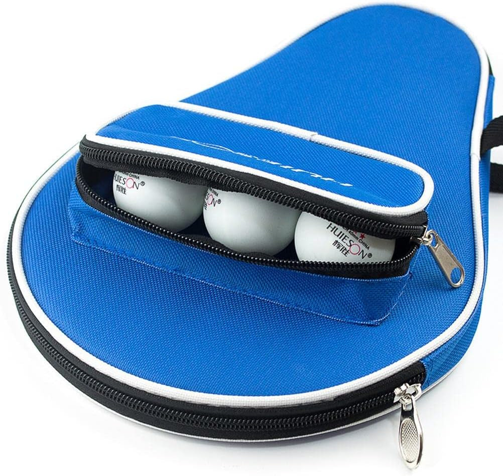 Pong Paddle Carry Bag with Ball Storage Pocket Table Tennis Racket Case Cover Waterproof Inner Blue
