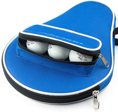 Pong Paddle Carry Bag with Ball Storage Pocket Table Tennis Racket Case Cover Waterproof Inner Blue