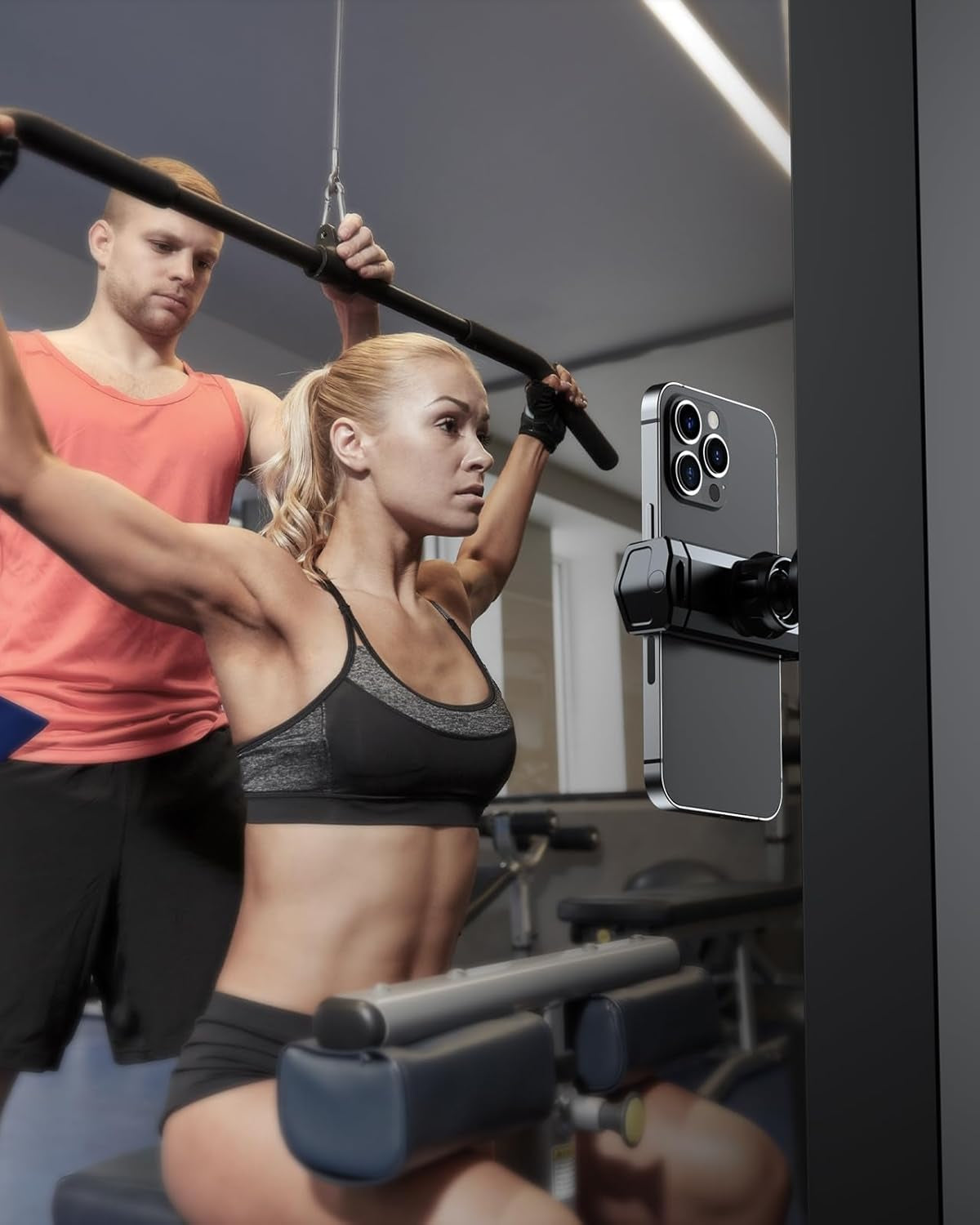 Gym Magnetic Phone Holder, 360° Rotatable Magnet Phone Holder for Gym Workout-Record, [N55 Super Magnet] Magnetic Cellphone Holder for All 4-7 Inch Smartphones