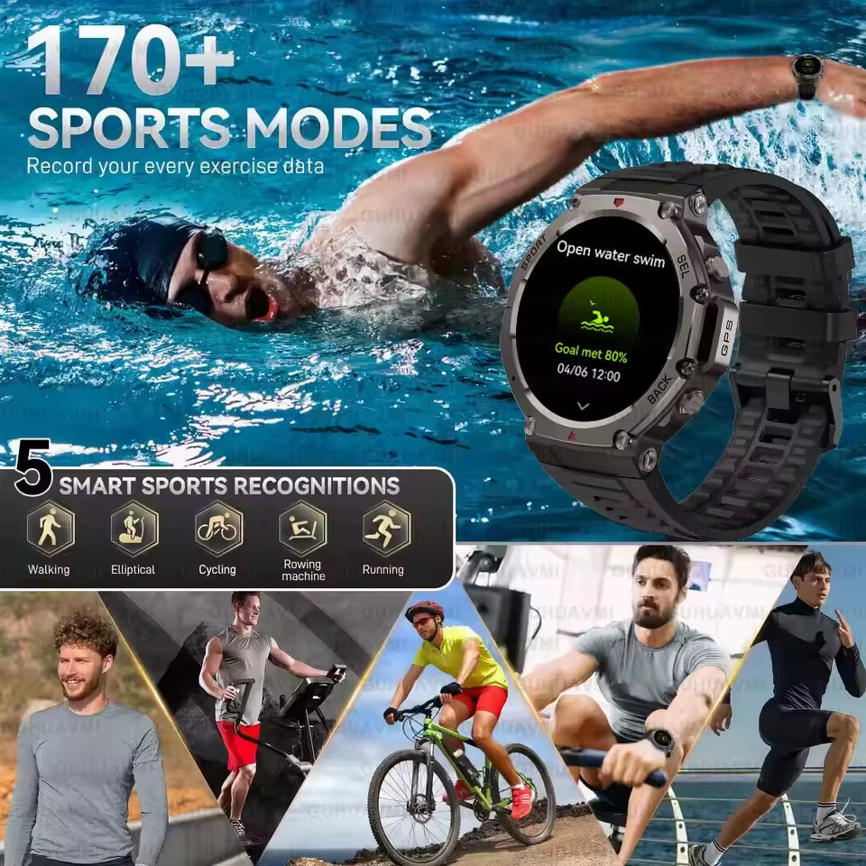 2025 New for Xiaomi IOS Outdoor Smart Watch GPS Bluetooth Call 10ATM Waterproof Navigation Tracker Men Sports Fitness Smartwatch